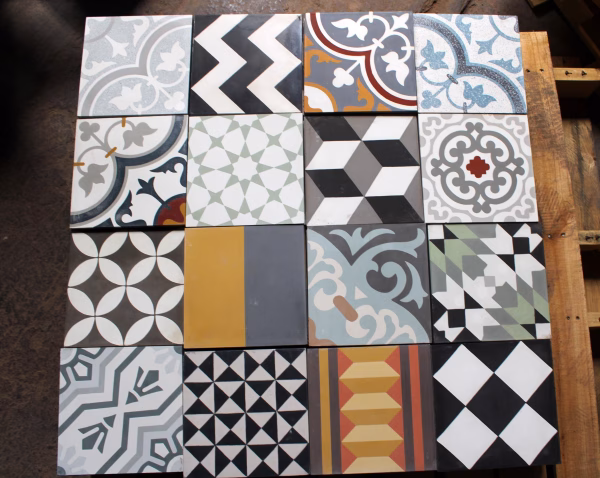 Clearance - 16 Pieces 8X8 Decorative Raw Cement/Encaustic Tile (Mixed)