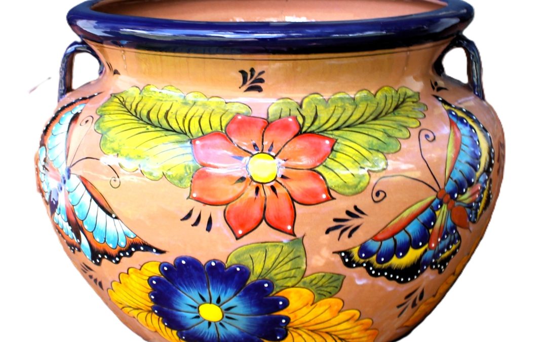 Butterfly Talavera Planter (Peach)
