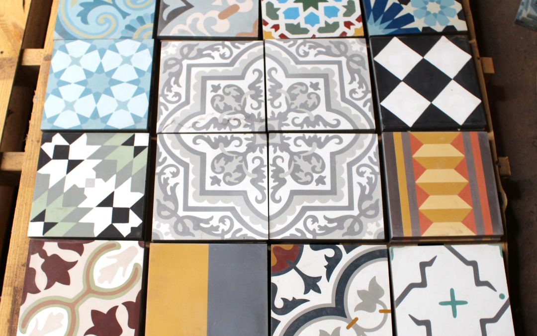 Clearance – 16 Pieces 8X8 Decorative Raw Cement/Encaustic Tile (Mixed)