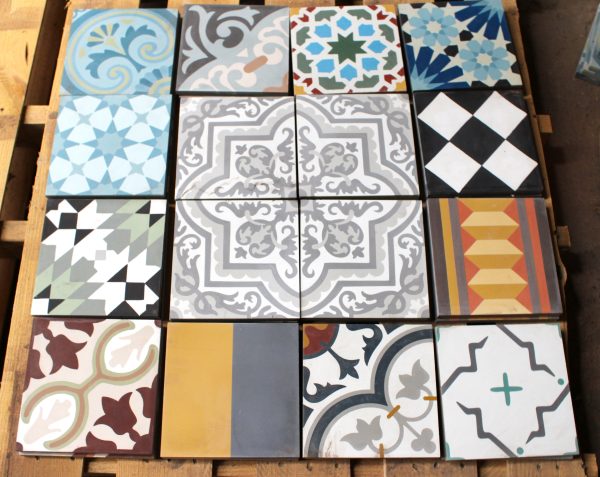 Clearance - 16 Pieces 8X8 Decorative Raw Cement/Encaustic Tile (Mixed)