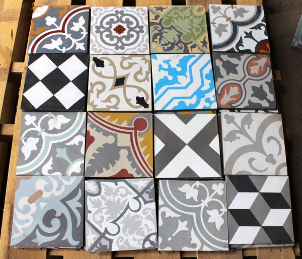 Clearance - 16 Pieces 8X8 Decorative Raw Cement/Encaustic Tile (Mixed)