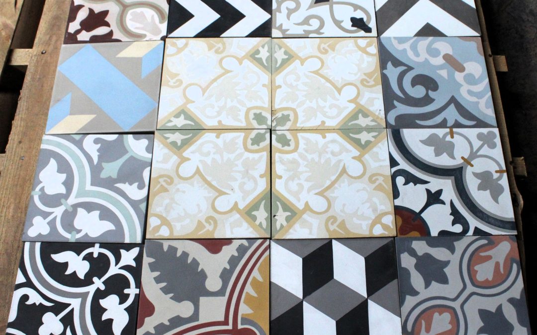 Clearance – 16 Pieces 8X8 Decorative Raw Cement/Encaustic Tile (Mixed) (#17)