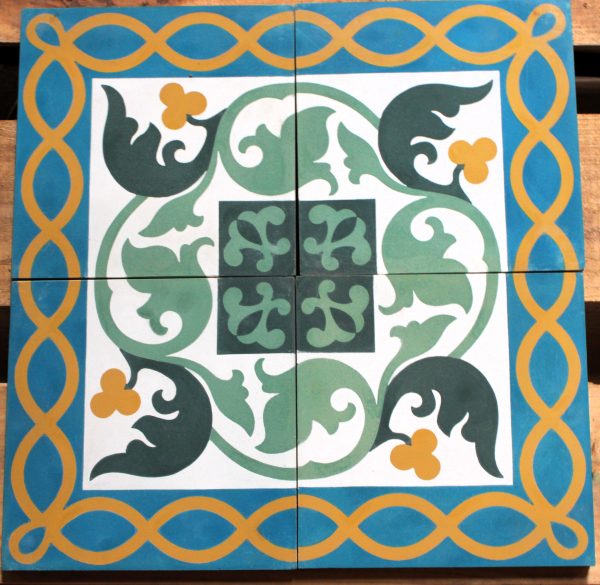 Clearance - 35 Pieces 8X8 Decorative Raw Cement/Encaustic Tile Borders & Corners (#24) - Image 2