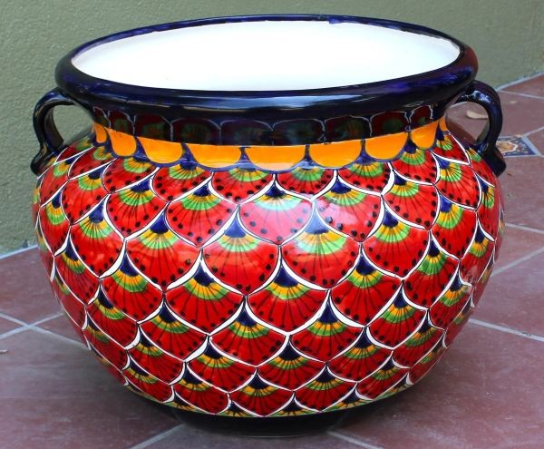 Peacock Talavera Planter